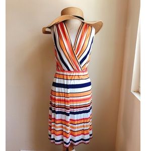 Merona Orange Multi-stripe Surplice Dress